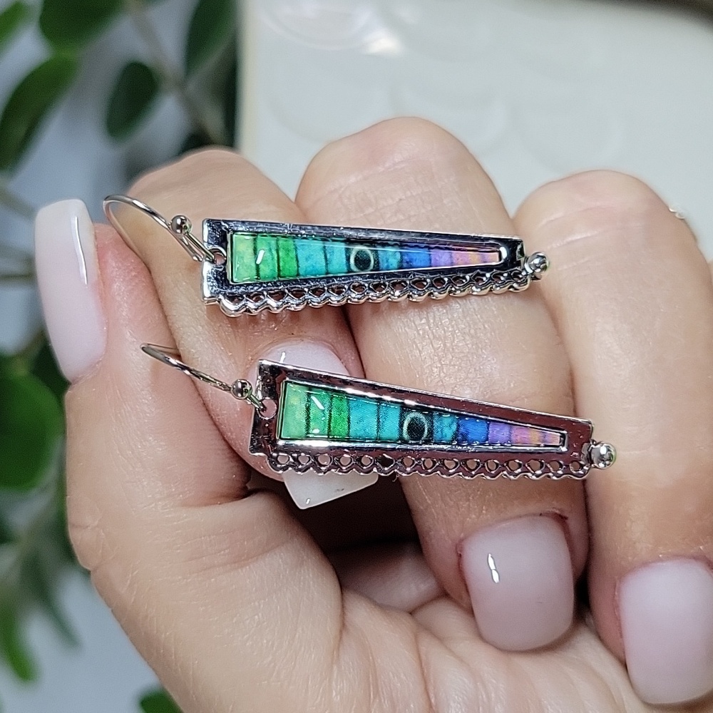 Stacked Gradient Drop Earrings, S925 - Picture 3 of 4